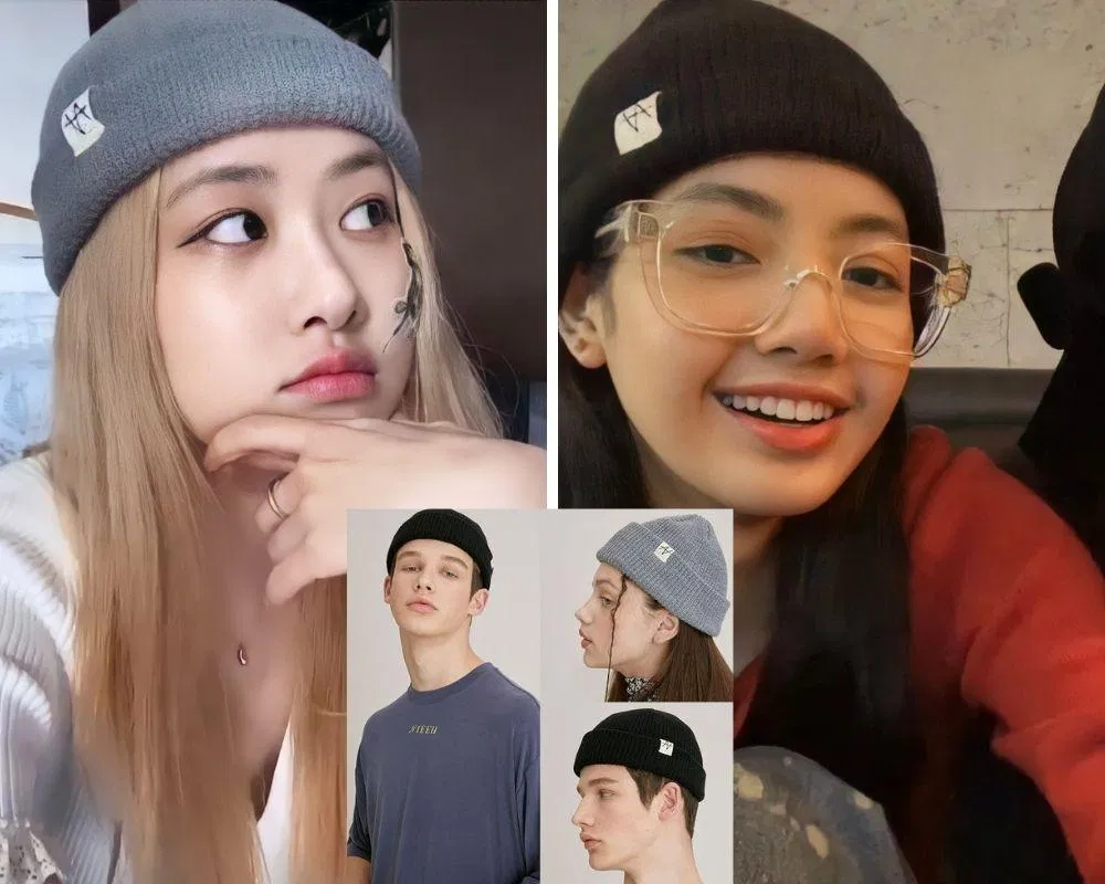 Rose và Lisa của BLACKPINK cùng diện item mũ Beanie của thương hiệu Nieeh. (Ảnh: Internet)