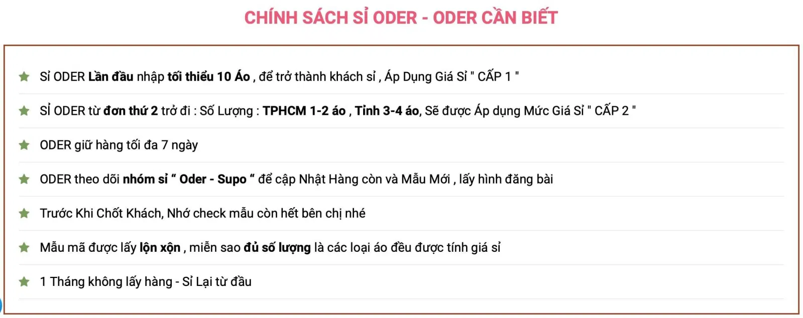 Bảng giá sỉ hàng order của Xưởng May SUPO - Chuyên Sỉ Áo Thun UNISEX (Ảnh BlogAnChoi)