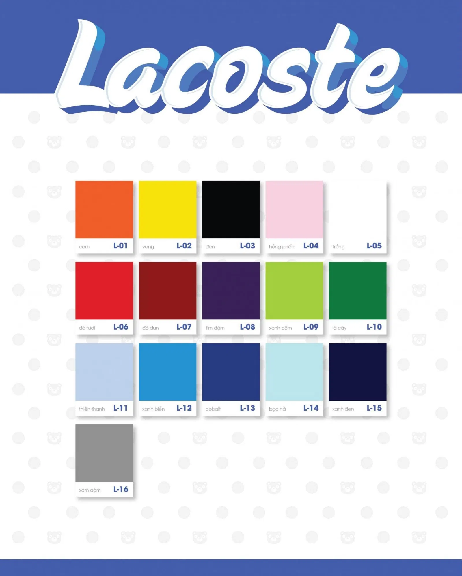 Bảng màu áo của Gấu Uniform Hà Nội (Ảnh Gấu Uniform) Bảng màu áo của Gấu Uniform Hà Nội (Ảnh Gấu Uniform)