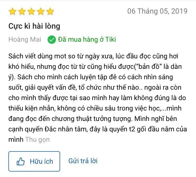 Phản hồi tích cực của độc giả trên Tiki (Ảnh: BlogAnChoi)