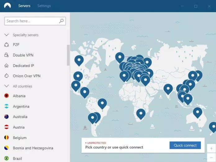 Giao diện của NordVPN (Ảnh: Internet). Giao diện của NordVPN (Ảnh: Internet).