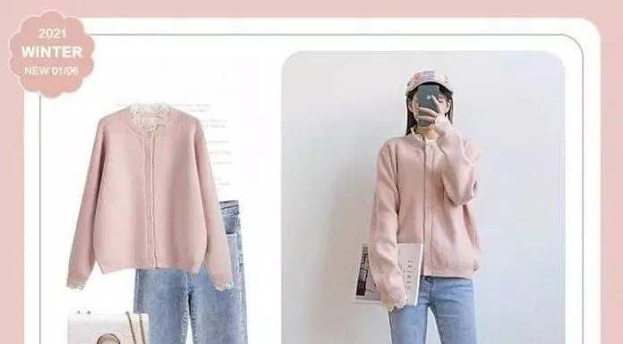 Áo sweater nữ tính kết hợp với quần jean ống xuông (nguồn: BlogAnChoi)