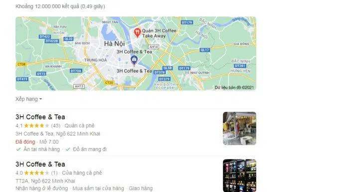3H Coffe & Tea được đánh giá 4* trên google. (nguồn ảnh: BlogAnChoi)