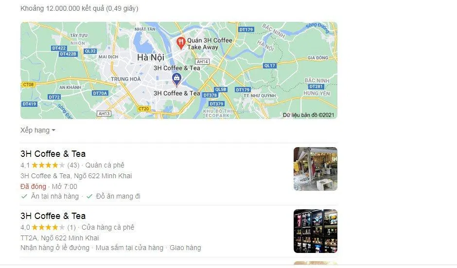 3H Coffe & Tea được đánh giá 4* trên google. (nguồn ảnh: BlogAnChoi)