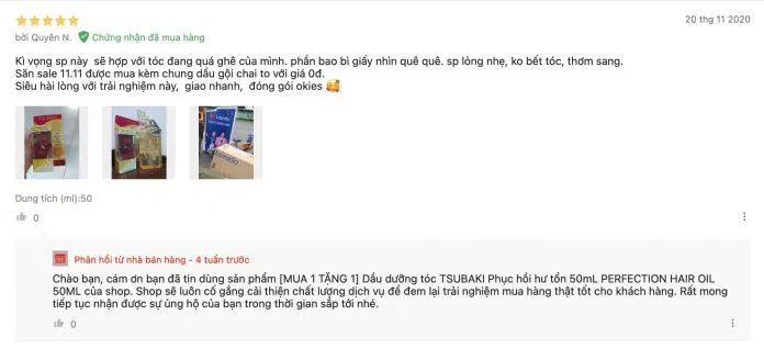 Review Dầu dưỡng tóc Tsubaki Oil Perfection Hair Oil trên Lazada (Ảnh BlogAnChoi) Review Dầu dưỡng tóc Tsubaki Oil Perfection Hair Oil trên Lazada (Ảnh BlogAnChoi)