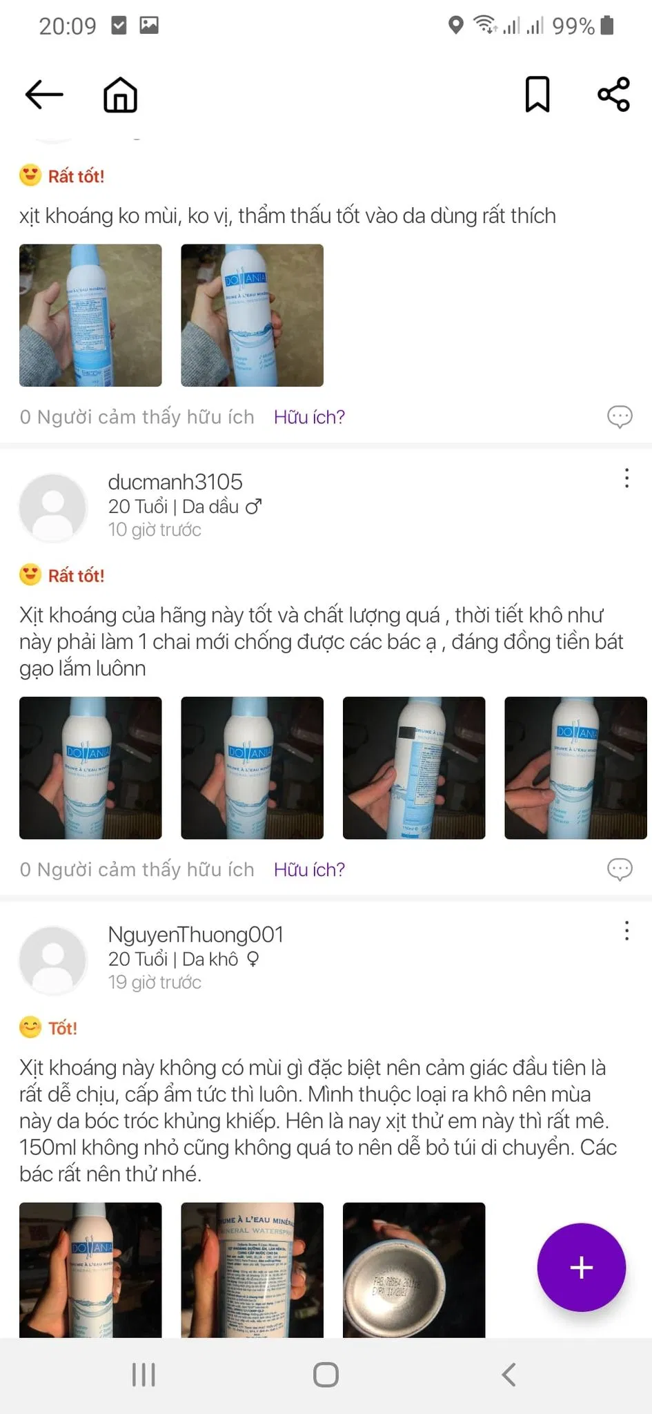 Đánh giá trên cộng đồng Reviewty về xịt khoáng Dollania (Ảnh: BlogAnChoi).