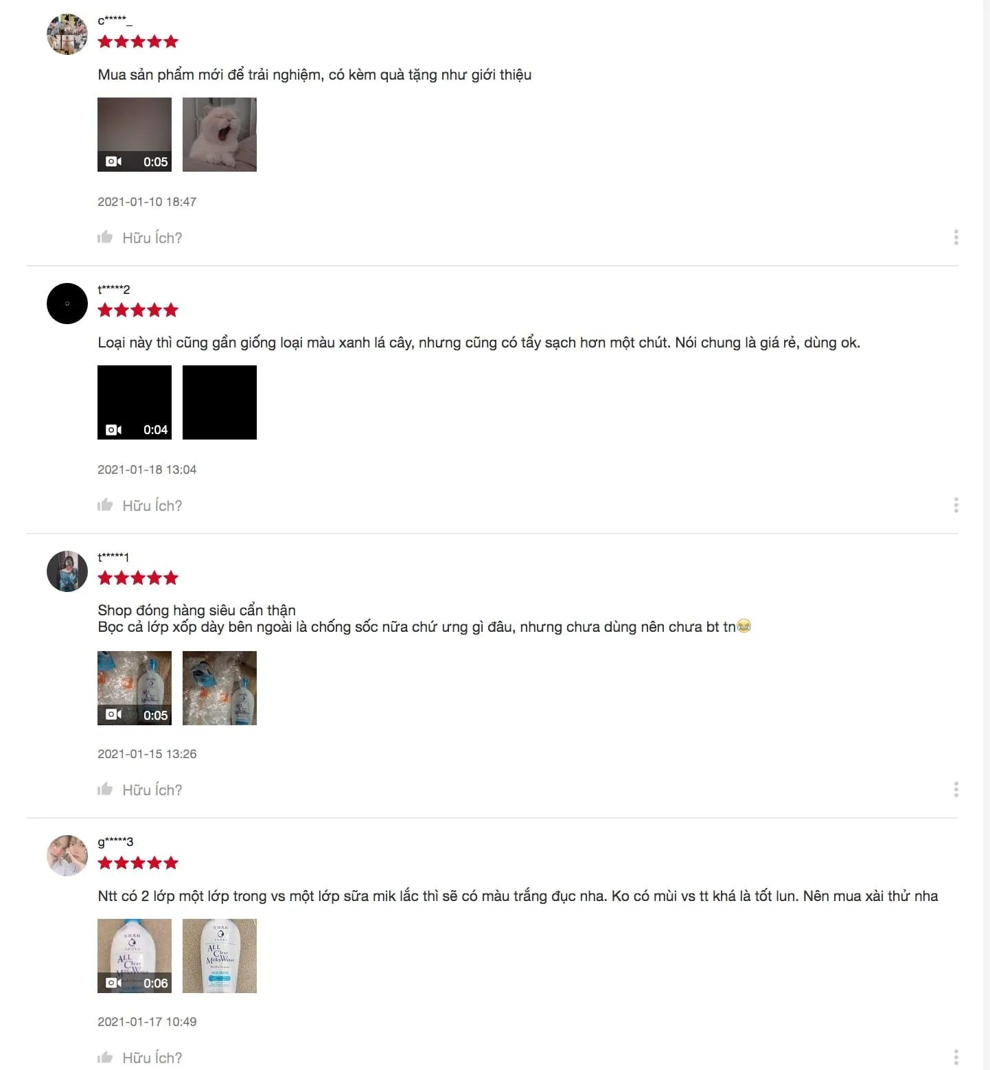 Đánh giá của nước sữa tẩy trang 2 lớp Senka All Clear Milky Water trên trang Shopee (Nguồn: BlogAnChoi).