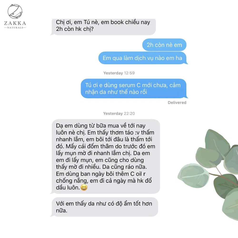 Khách hàng cảm thấy hài lòng sau khi trải nghiệm serum Vitamin C của Zakka (Nguồn: Intrernet). Khách hàng cảm thấy hài lòng sau khi trải nghiệm serum Vitamin C của Zakka (Nguồn: Intrernet).