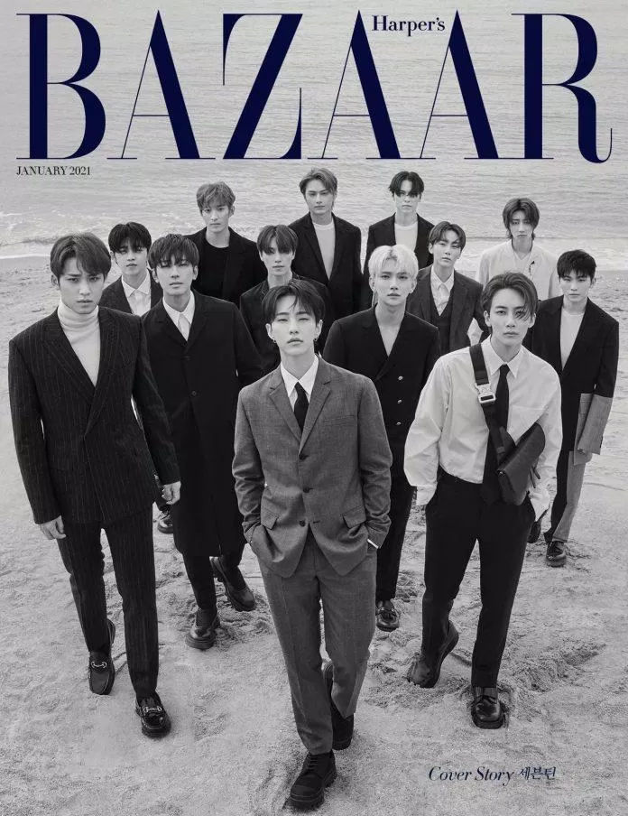 SEVENTEEN luôn tập trung vào thị trường âm nhạc tại nước nhà hơn là"nóng vội" trong việc tiến vào thị trường quốc tế (Ảnh: Haper's Bazaar) Giải mã sức hút SEVENTEEN: Hành trình từ con số 0 đến nhóm nhạc triệu bản An Ode BTS KPOP Pledis Entertainment Seventeen Woozi
