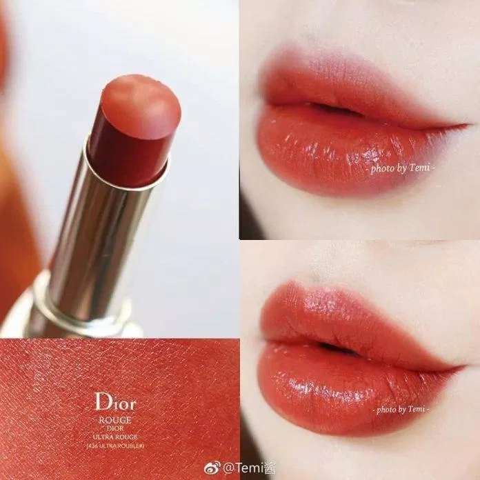 Swatch son Dior Rouge Dior Ultra Rouge 436 - Ultra Trouble - Màu cam cháy. (nguồn: internet)
