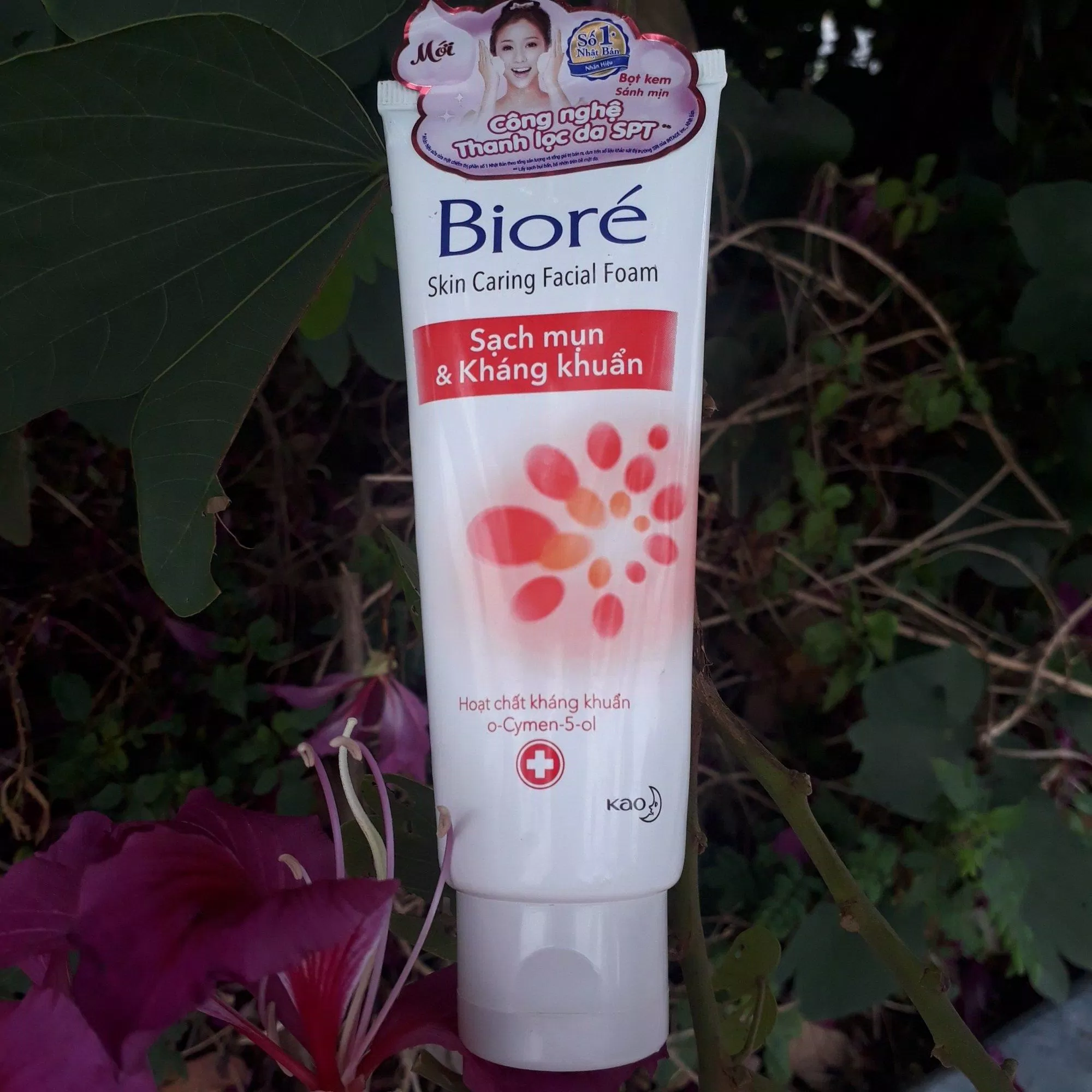 Sữa rửa mặt Bioré Skin Caring Facial Foam có hình thức dạng tuýp nhựa mềm, bóng bảy (ảnh: BlogAnChoi).