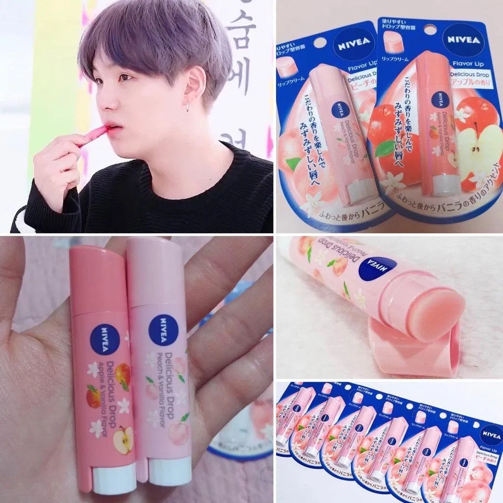 Dòng son dưỡng Nivea Flavor Lip - Delicious Drop cũng là sản phẩm yêu thích của Suga BTS (Ảnh: Internet) Dòng son dưỡng Nivea Flavor Lip - Delicious Drop cũng là sản phẩm yêu thích của Suga BTS (Ảnh: Internet)