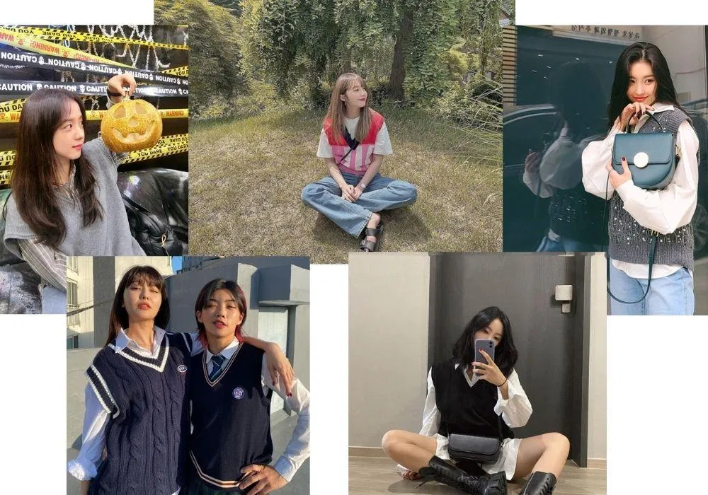 Áo gile len là item được các thần tượng KPOP thường xuyên mix&match trong thời trang hằng ngày. (Ảnh: Internet)