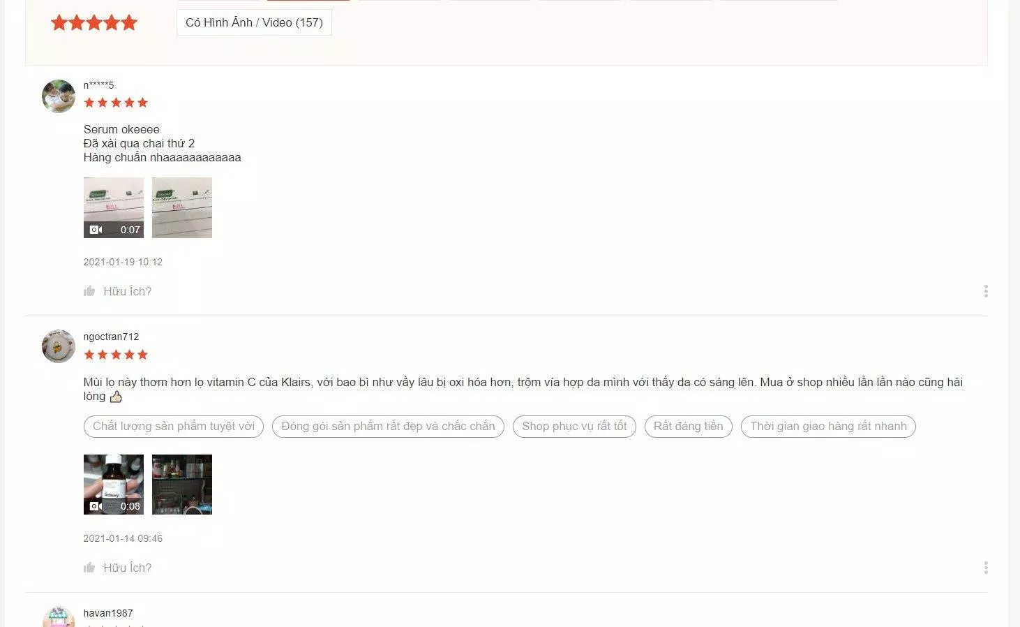 Đánh giá của khách hàng đã sử dụng sản phẩm trên Shopee (Nguồn: Internet)