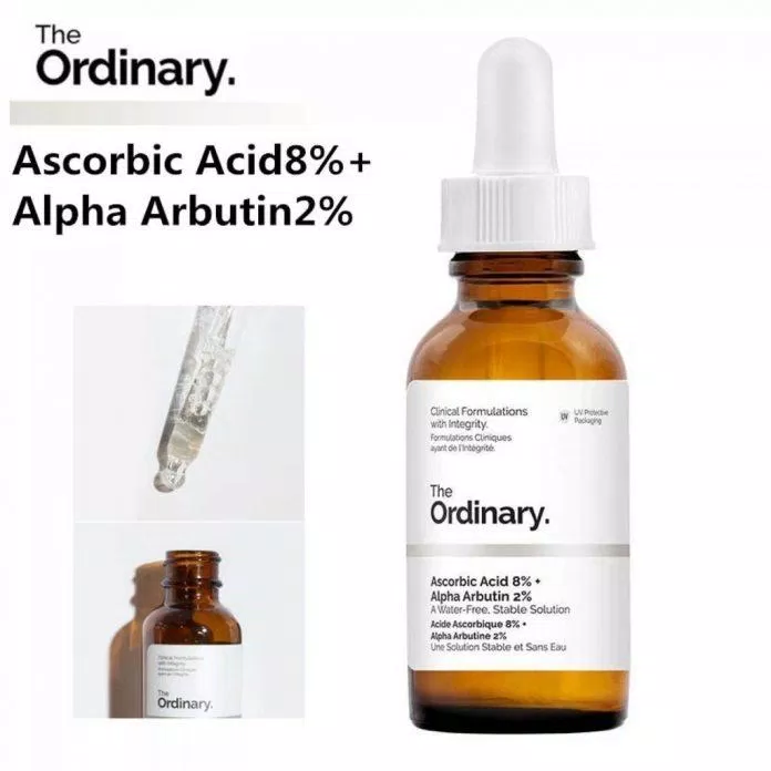 Thành phần chính trong sản phẩm là Ascorbic Acid 8% và Alpha Arbutin 2% (Nguồn: Internet)