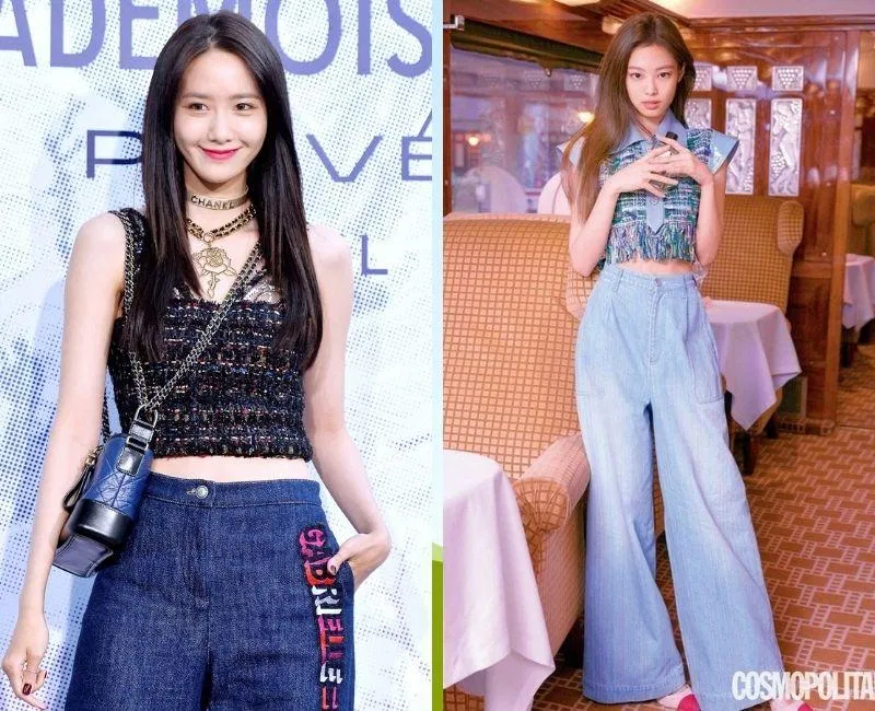 Những set trang phục phù hợp đi chơi với bạn bè trong dịp Tết. Cả Yoona SNSD và Jennie BLACKPINK đều lựa chọn kết hợp áo vải tweed cùng quần Jean ống rộng vô cùng năng động và trẻ trung. (Ảnh: Internet) Những set trang phục phù hợp đi chơi với bạn bè trong dịp Tết. Cả Yoona SNSD và Jennie BLACKPINK đều lựa chọn kết hợp áo vải tweed cùng quần Jean ống rộng vô cùng năng động và trẻ trung. (Ảnh: Internet)