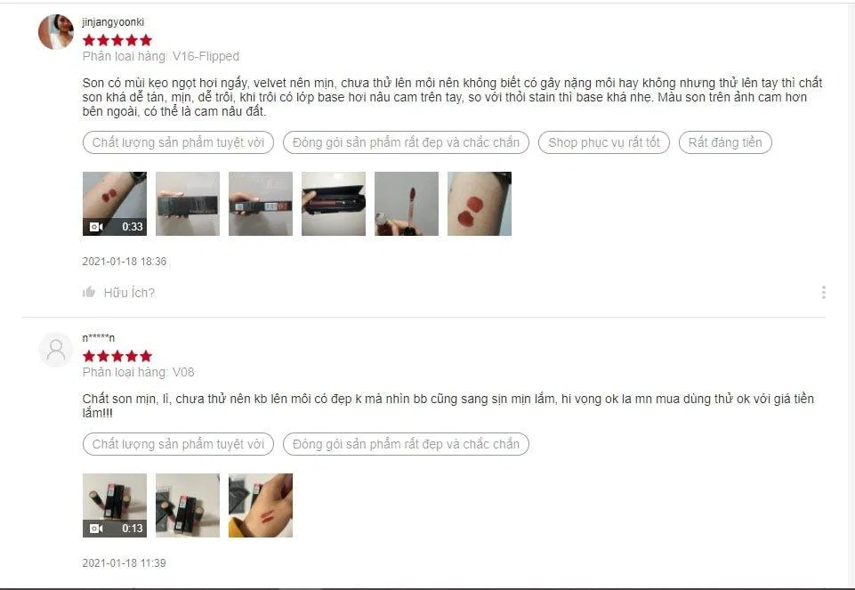 Khách hàng dành khá nhiều lời khen cho Perfect Diary Glamour Select Velvet Liquid Lipstick (nguồn: BlogAnChoi). Khách hàng dành khá nhiều lời khen cho Perfect Diary Glamour Select Velvet Liquid Lipstick (nguồn: BlogAnChoi).