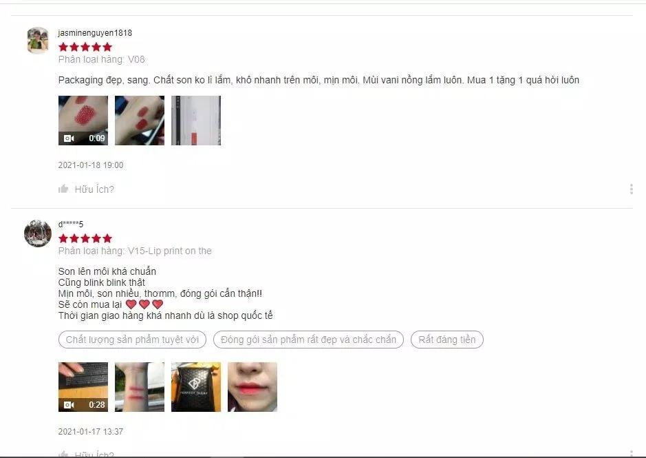 Perfect Diary Glamour Select Velvet Liquid Lipstick được đánh giá cao về chất son (nguồn: BlogAnChoi) Perfect Diary Glamour Select Velvet Liquid Lipstick được đánh giá cao về chất son (nguồn: BlogAnChoi)