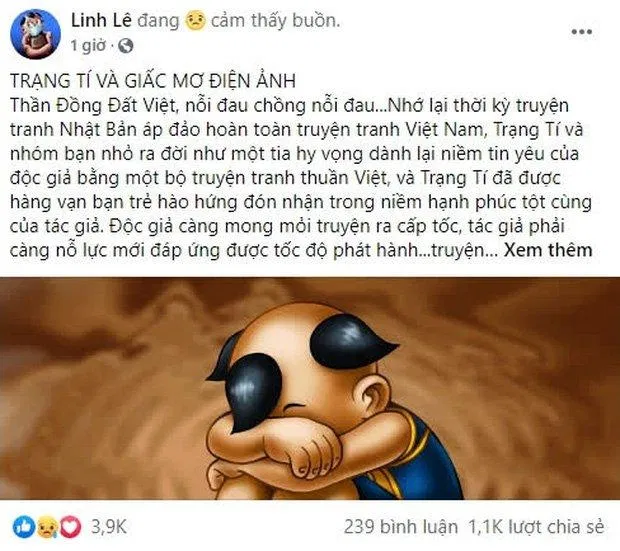 Bài đăng của họa sỹ Lê Linh (Nguồn: Internet)