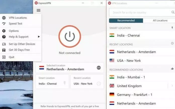 Giao diện của ExpressVPN (Ảnh: Internet). Giao diện của ExpressVPN (Ảnh: Internet).