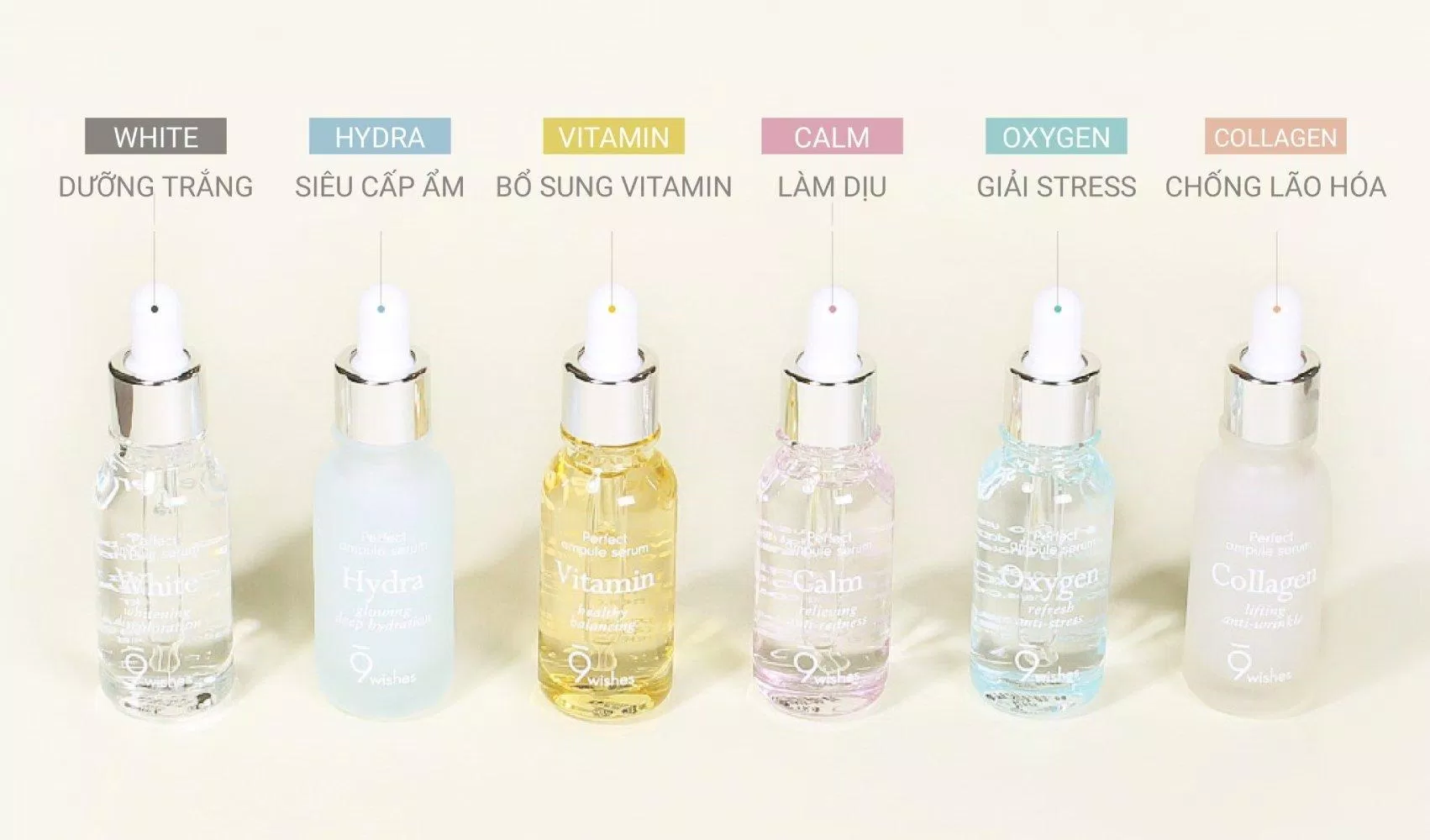 6 sản phẩm trong bộ tinh chất 9Wishes Perfect Ampule Serum (Ảnh: internet)