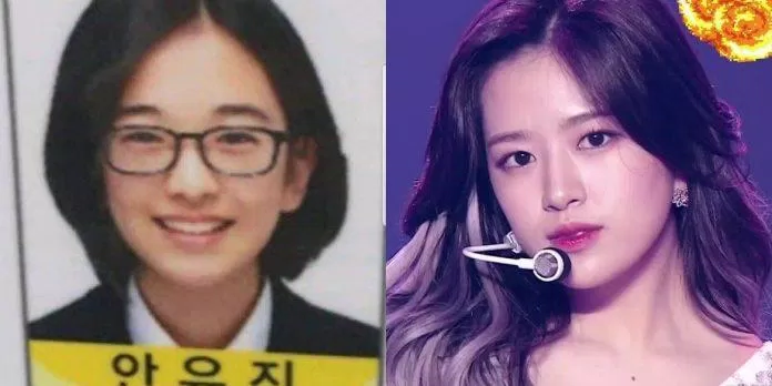 Ahn Yujin (IZ*ONE) ra dáng một học sinh gương mẫu với cặp kính cận dày cộp thởi Tiểu học và bây giờ. Nữ idol hồi bé là một cô nhóc thông minh, nhanh nhẹn nhưng cũng lém lỉnh không kém. (Nguồn: Internet)