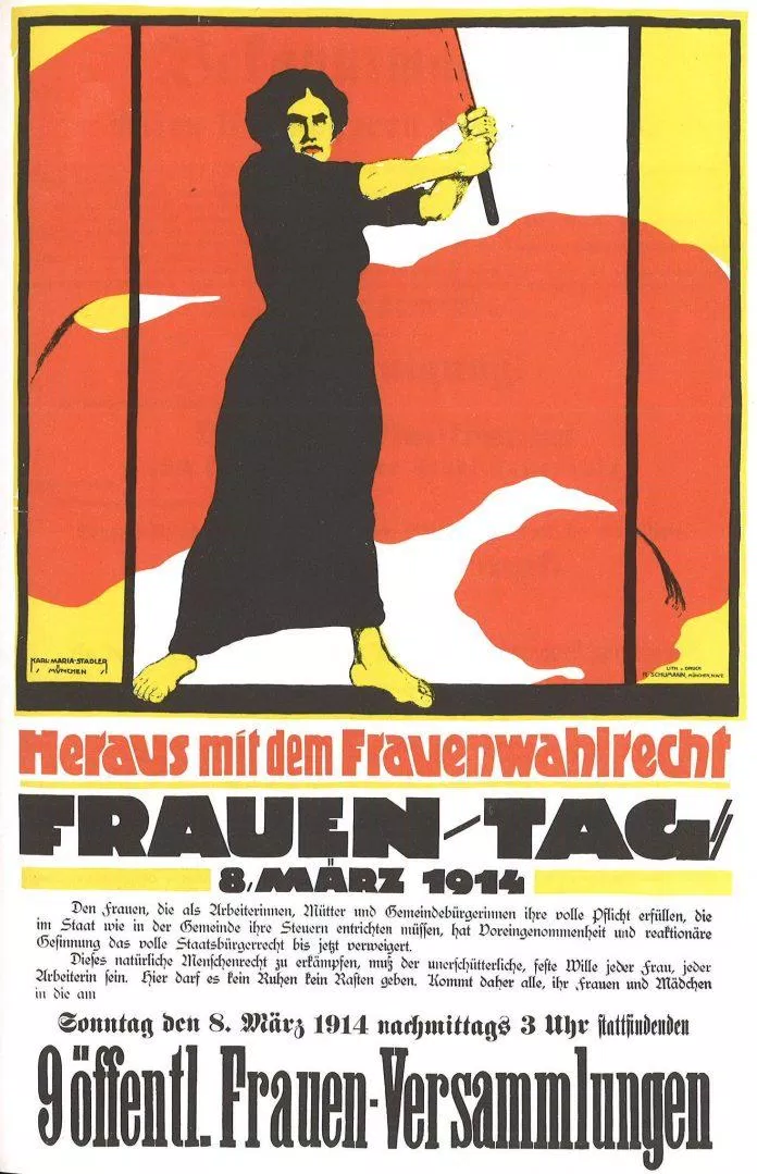 Áp phích của một tổ chức xã hội chủ nghĩa Đức cho Ngày Quốc tế Phụ nữ năm 1914. (Nguồn: Internet)