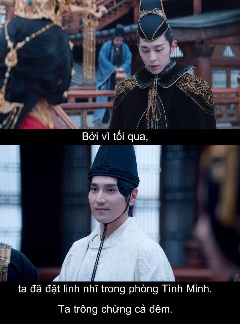 Vẻ mặt Tình Minh đúng kiểu hạnh phúc khi có người bảo vệ. (Ảnh: Internet)