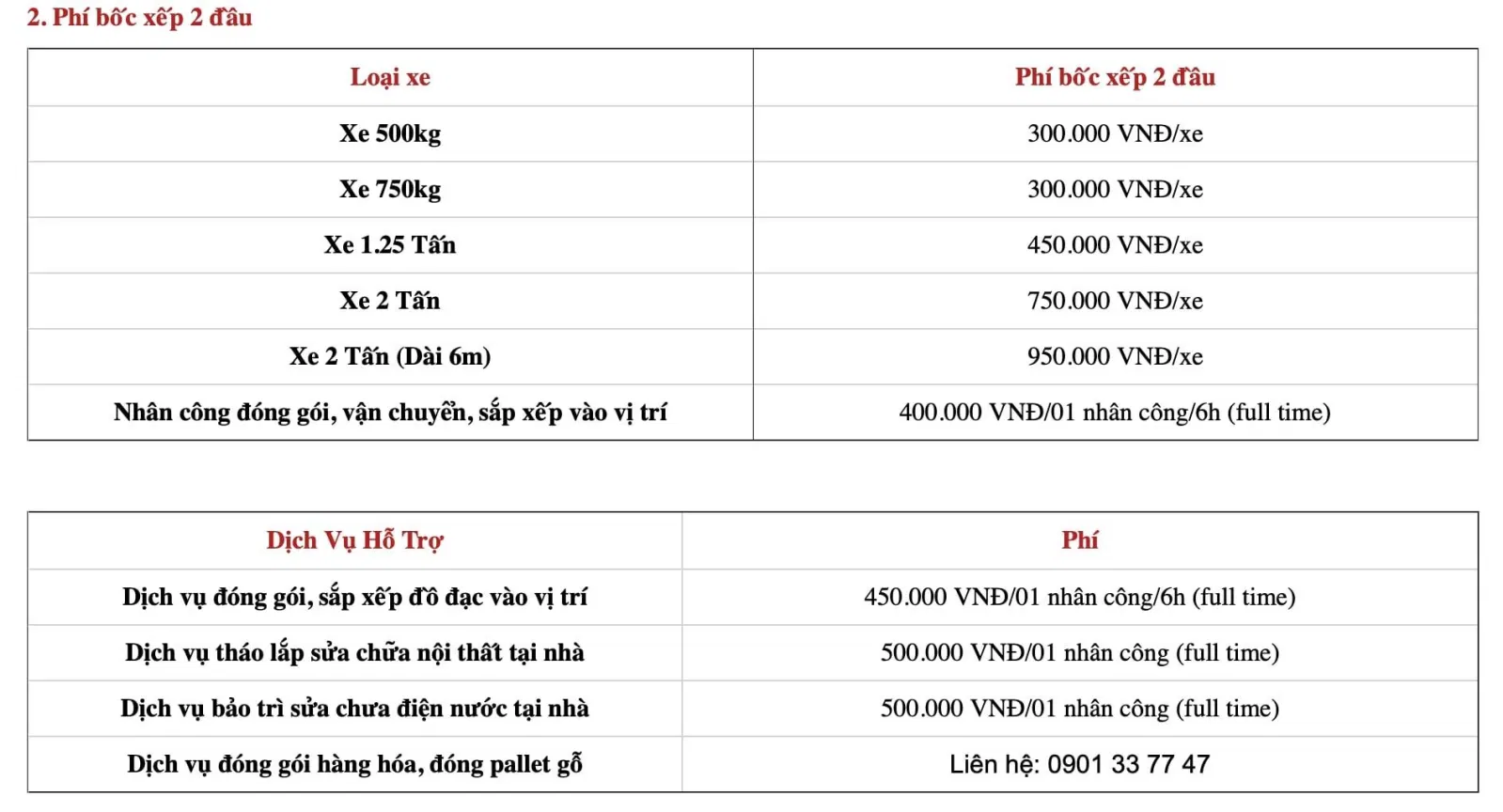 Bảng giá dịch vụ của Công Ty Vận Tải Dịch Vụ Chuyển Nhà Hoàng Dương (Ảnh BlogAnChoi) Bảng giá dịch vụ của Công Ty Vận Tải Dịch Vụ Chuyển Nhà Hoàng Dương (Ảnh BlogAnChoi)