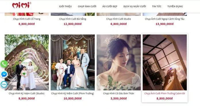 Bảng giá dịch vụ của MiMi Wedding (ảnh: BlogAnChoi)