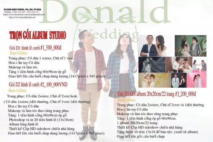 Bảng giá dịch vụ của Donald Studio (ảnh: internet) Bảng giá dịch vụ của Donald Studio (ảnh: internet)
