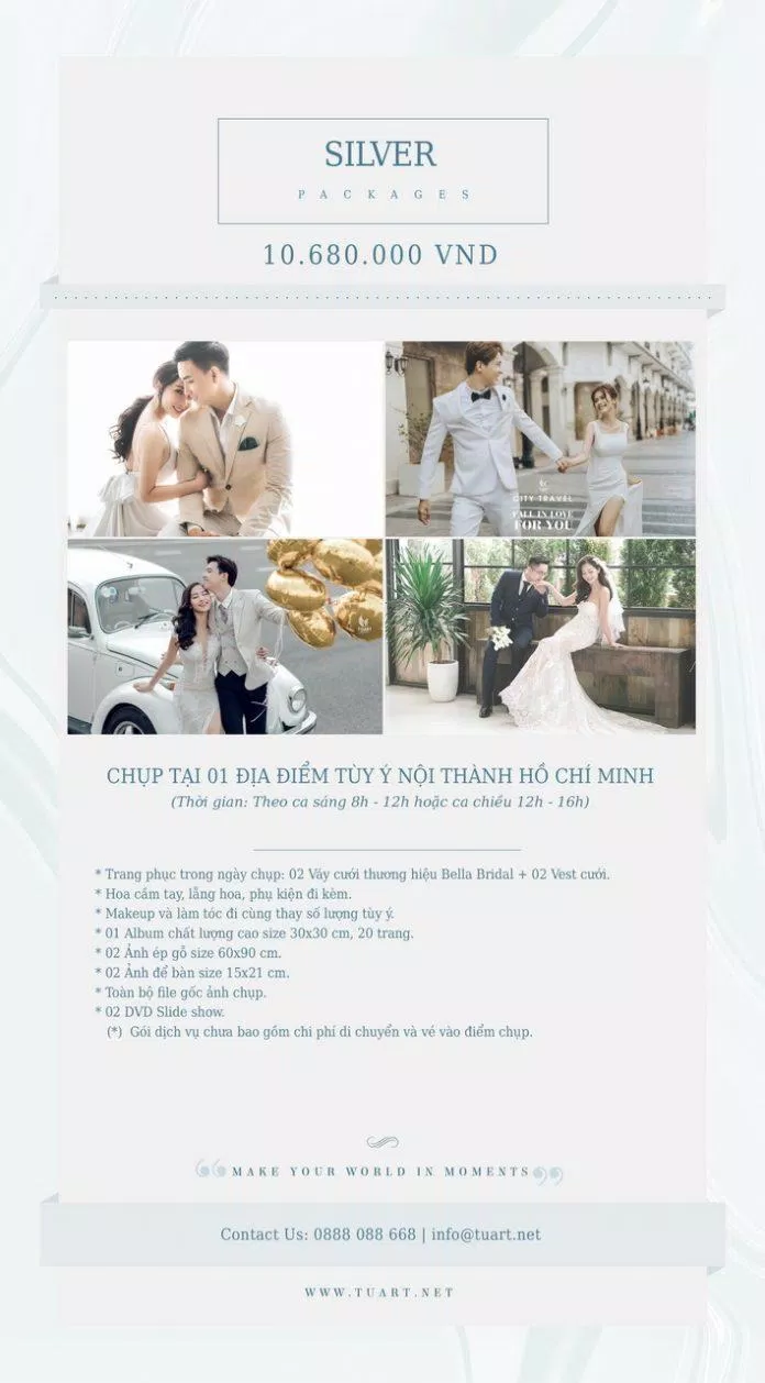 Bảng giá dịch vụ của TuArt Studio (ảnh: internet) Bảng giá dịch vụ của TuArt Studio (ảnh: internet)