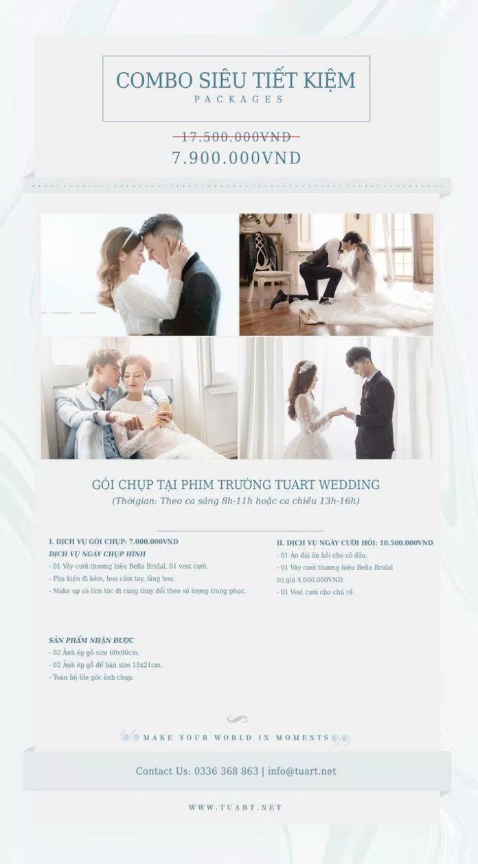 Bảng giá dịch vụ của TuArt Studio (ảnh: internet) Bảng giá dịch vụ của TuArt Studio (ảnh: internet)