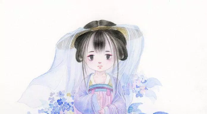 Chibi cổ trang buồn (Ảnh: @VC琼琼)