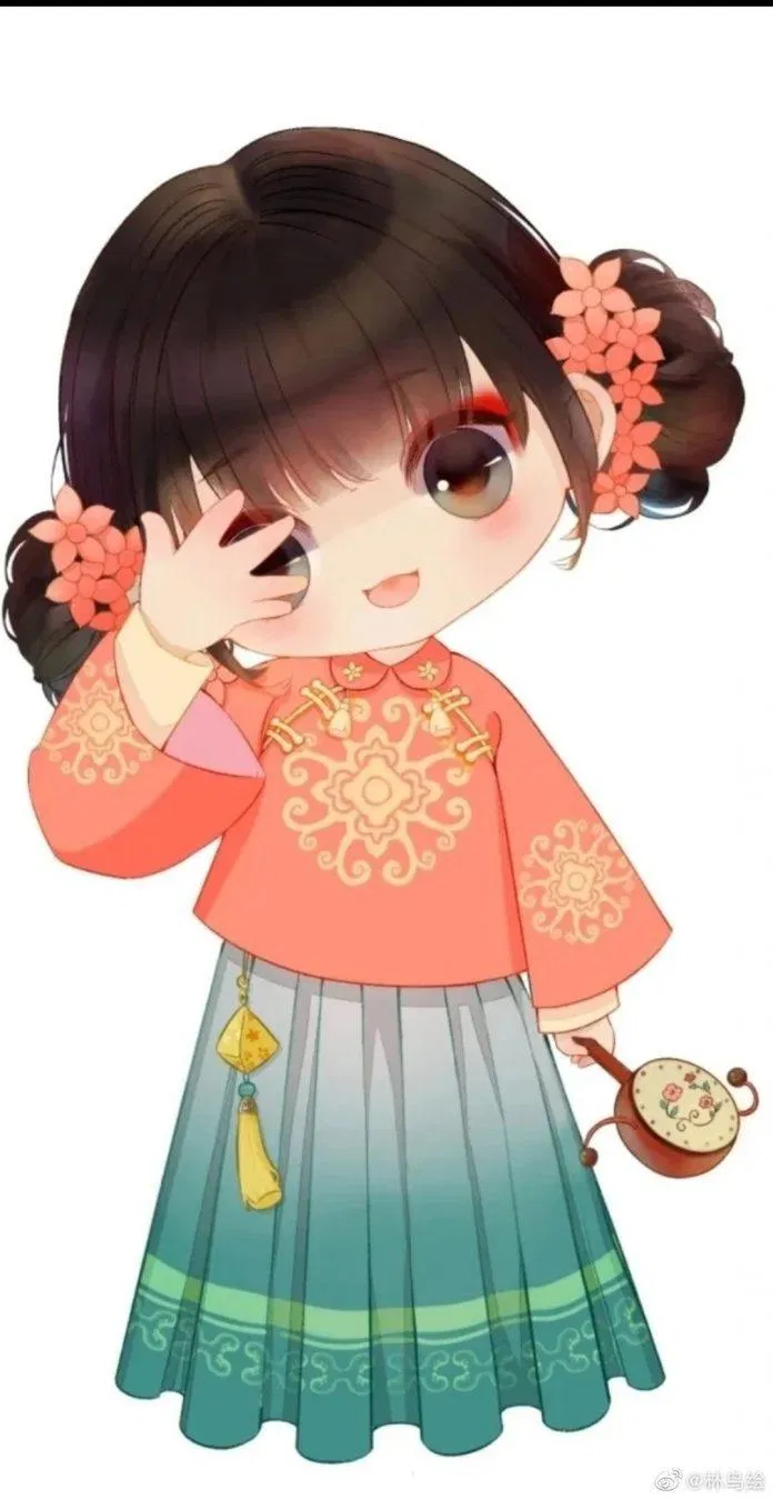 Chibi cổ trang mắt to (Ảnh: @林鸟绘)