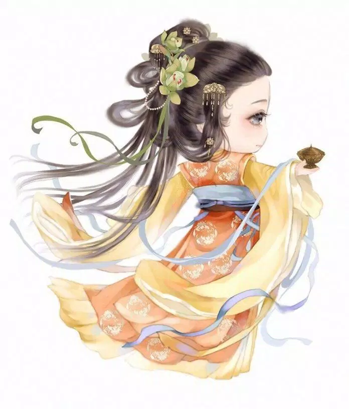 Chibi cổ trang nền trắng (Ảnh: @爱画画的橙子)