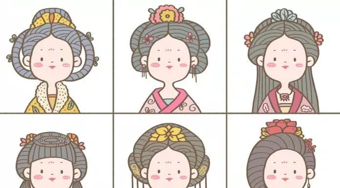 Ảnh ghép chibi cổ trang và các kiểu tóc (Ảnh: @苓爽)