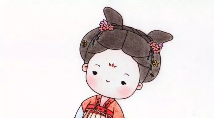 Chibi cổ trang nền trắng (Ảnh: @爱画画的橙子)