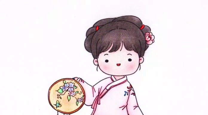 Chibi cổ trang nền trắng (Ảnh: @爱画画的橙子)