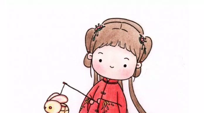 Chibi cổ trang nền trắng (Ảnh: @爱画画的橙子)