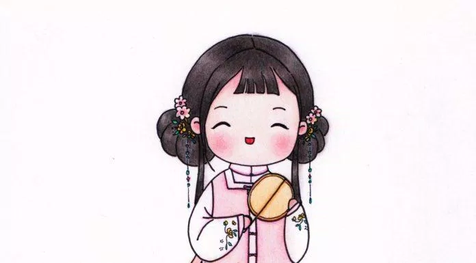 Chibi cổ trang nền trắng (Ảnh: @爱画画的橙子)
