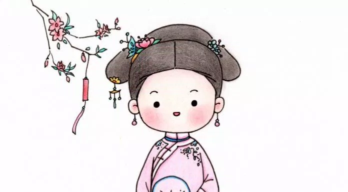 Chibi cổ trang nền trắng (Ảnh: @爱画画的橙子)