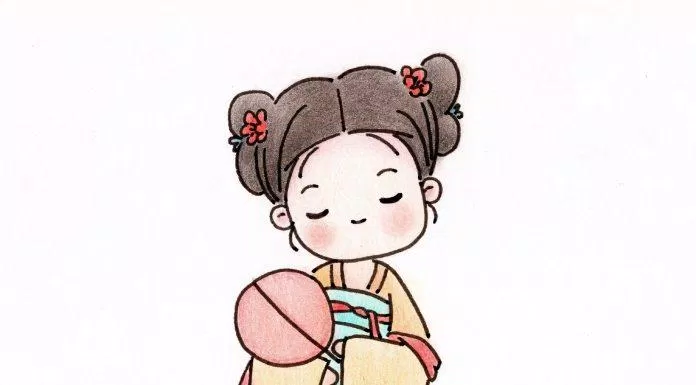 Chibi cổ trang nền trắng (Ảnh: @爱画画的橙子)