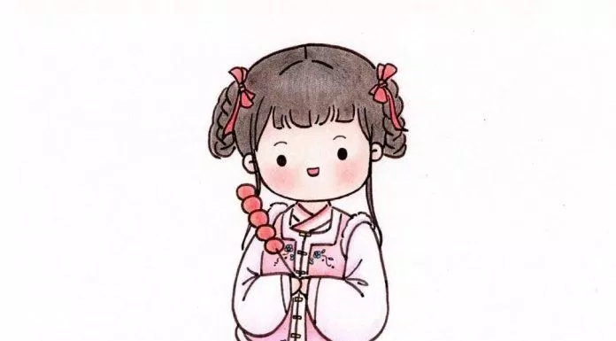 Chibi cổ trang nền trắng (Ảnh: @爱画画的橙子)