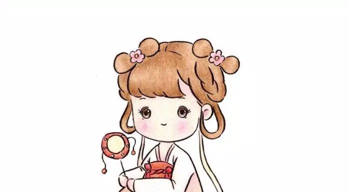 Chibi cổ trang nền trắng (Ảnh: @爱画画的橙子)