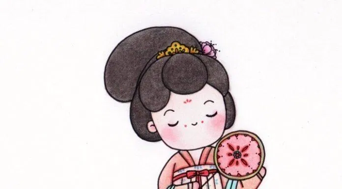 Chibi cổ trang nền trắng (Ảnh: @爱画画的橙子)