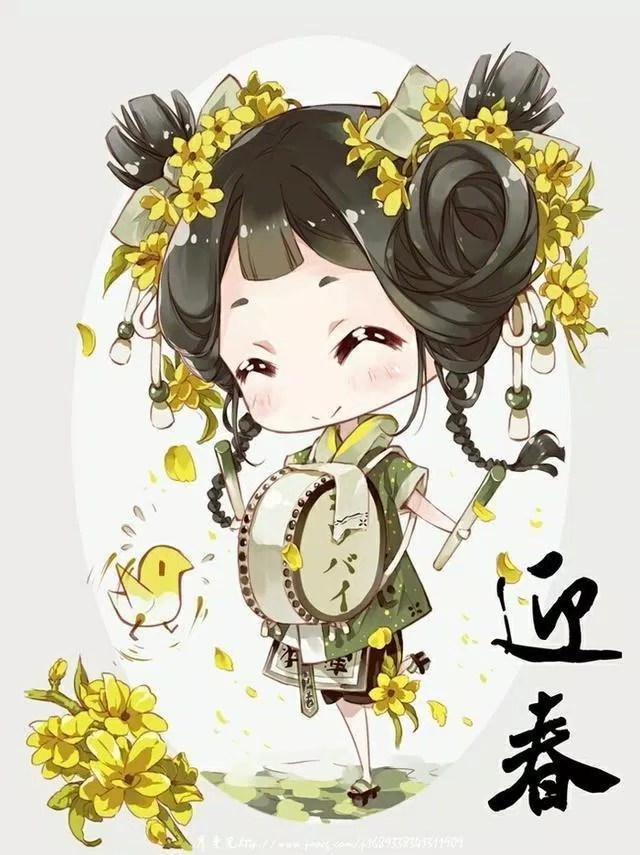 Chibi cổ trang và hoa (Ảnh: @野篆)
