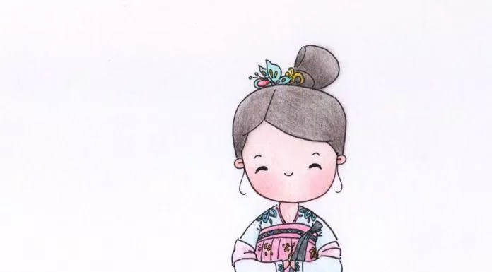 Chibi cổ trang và phụ kiện (Ảnh: @爱画画的橙子)
