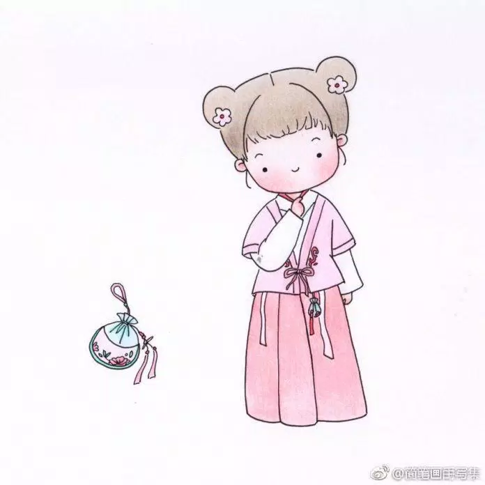 Chibi cổ trang chắp tay (Ảnh: @苓爽)