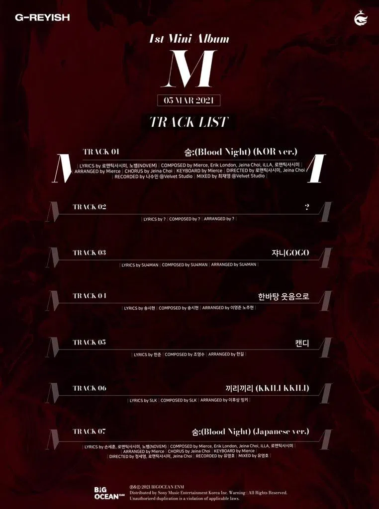 M Tracklist (Ảnh: Internet)